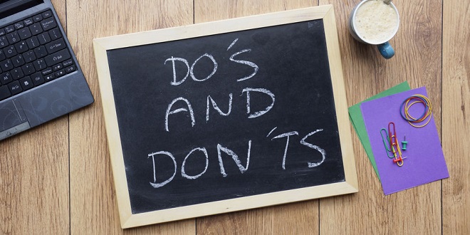 ICE - Do's and don'ts written on a chalkboard at the office
