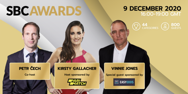 SBC Awards 2020 hosts - Petr Cech, Kirsty Gallacher and Vinnie Jones
