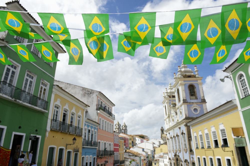 Brazilian flag bunting lining the streets