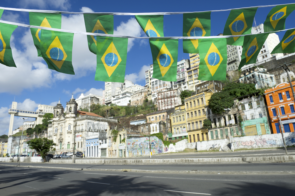 Brazil streets lined with flags