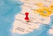 A pin on a map highlighting Botswana