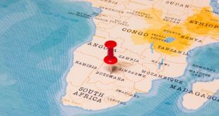 A pin on a map highlighting Botswana