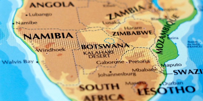 Botswana on a map