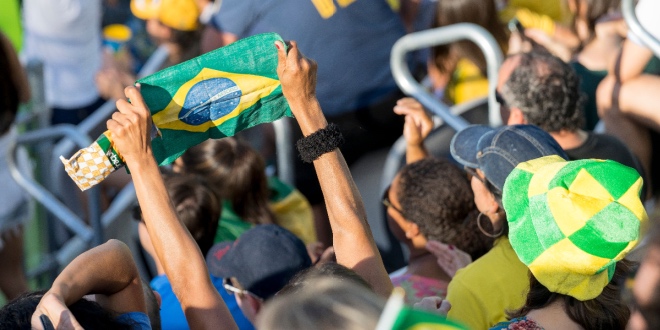 Brazil sports fans at a game