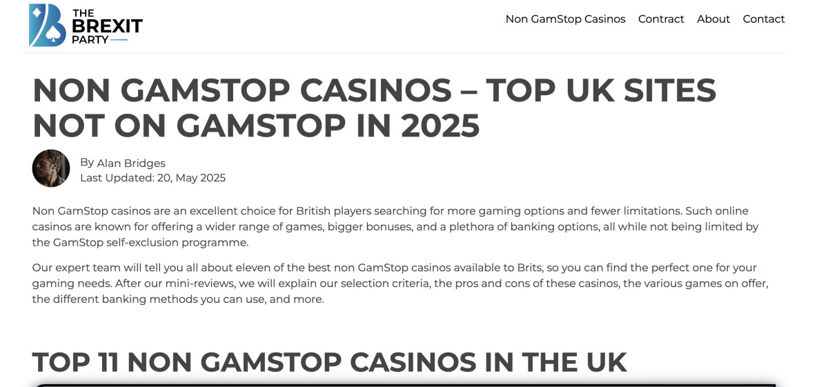 Former anti-EU party domain converted to non-GAMSTOP casino platform 2 A screenshot from the website