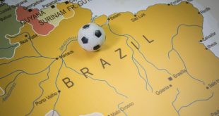 Football on Brazil map
