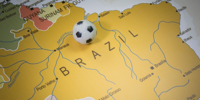 Football on Brazil map