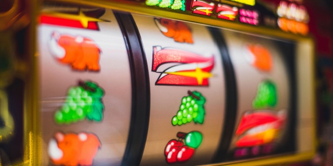 A row of slot machine symbols