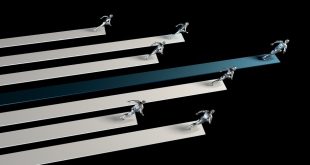 A concept of competition, runners running a race with some way ahead of others