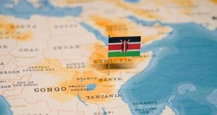 The flag of Kenya on a map