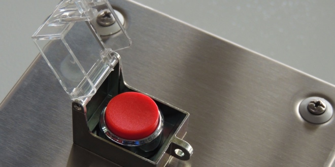 A red panic button