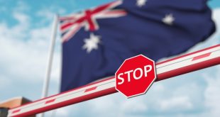 Aus flag with stop sign