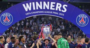 PSG celebrating UEFA win