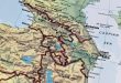 A map of the Caucus region of Eurasia including Georgia and Armenia