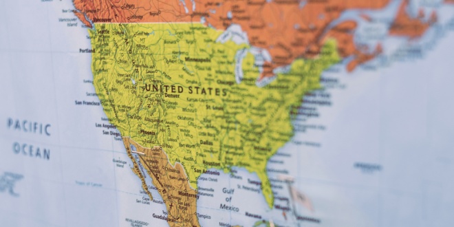 Map of North America, where Allwyn's CEO is stepping down