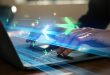 Two arrows hover over a laptop, reflecting on Delasport's successful migration model.