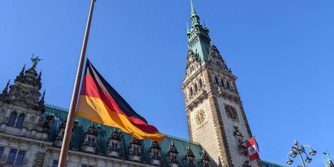 German flag waving in Germany