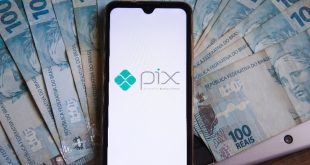 A phone showing the Pix logo