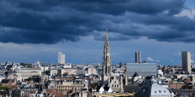 Dark skies over Brussels, Belgium, symbolic of the black market EGBA claims hangs over Europe