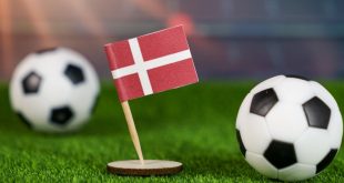 Denmark flag and two footballs