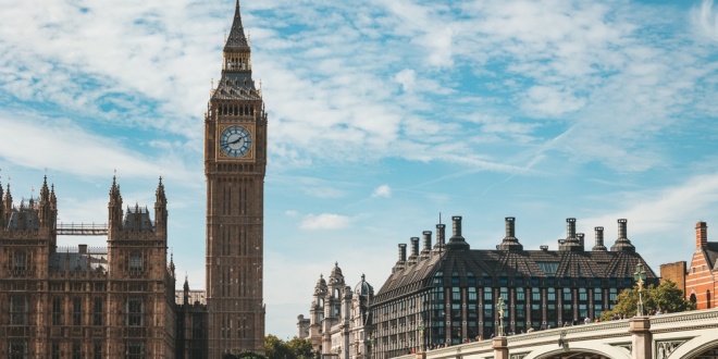 House of Commons, where the Shadow Cabinet sits, with Westminster Bridge over the River Thames in foreground