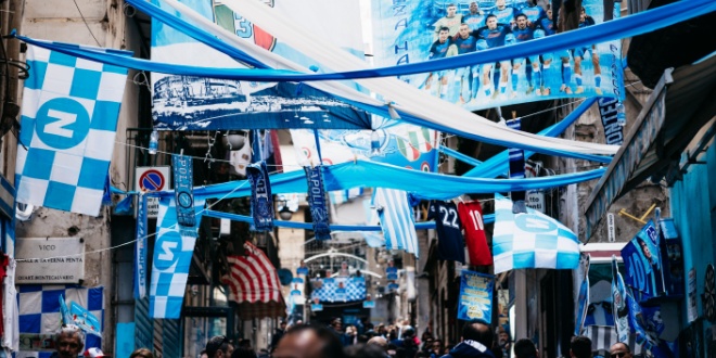 ssc napoli flags on a street