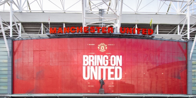A Manchester United banner at Old Trafford