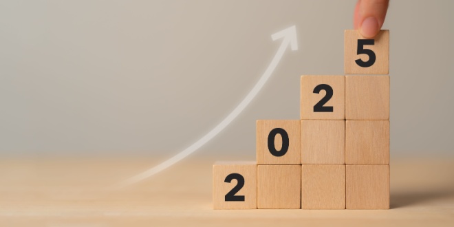 2025 going up in wooden blocks