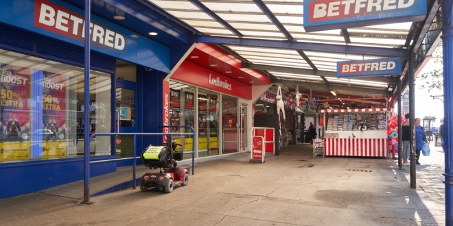 A row of betting shops in Skegness, with retail betting at the heart of a gambling debate at the moment