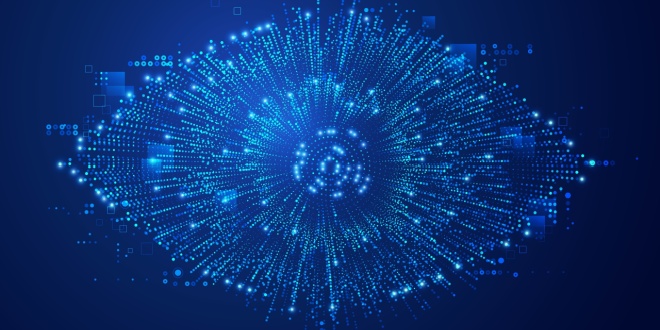 A technological eye, symbolic of AI