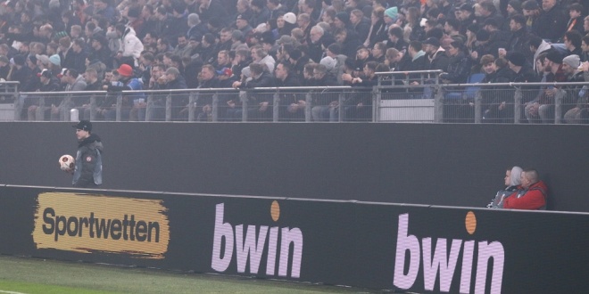 Bwin and Sportwetten adverts at a EFA Europa League game in Hamburg, Germany