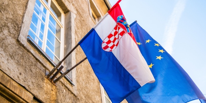 EU and Croatia flags side by side