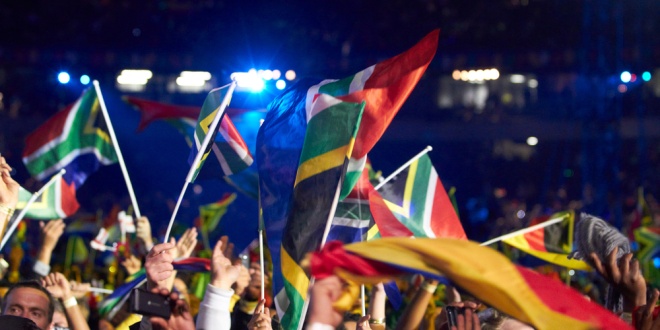 Flags waving during the Africa Cup of Nations