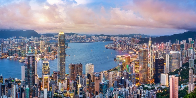 City of skyline of Hong Kong, location of Racing and Sports Asia