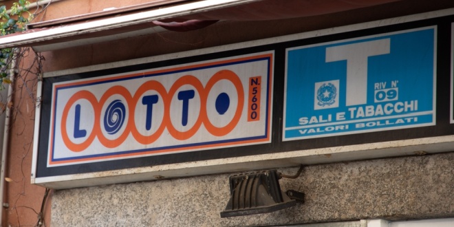 Italy Lotto sign outside a shop