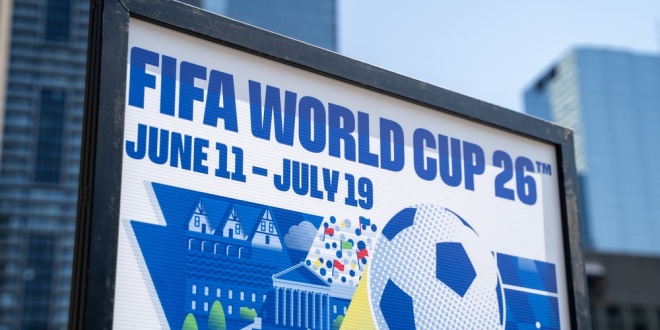 A FIFA World Cup 2026 billboard in Toronto, Canada