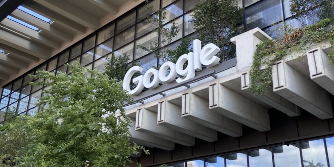 Google sign over a company building