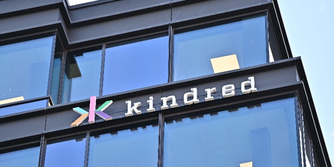 Building sign for Kindred Group, the operator of the Unibet brand which is now owned by FDJ United