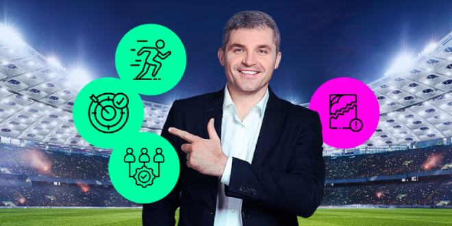 A man points at different challenges STATSCORE addresses in the article.