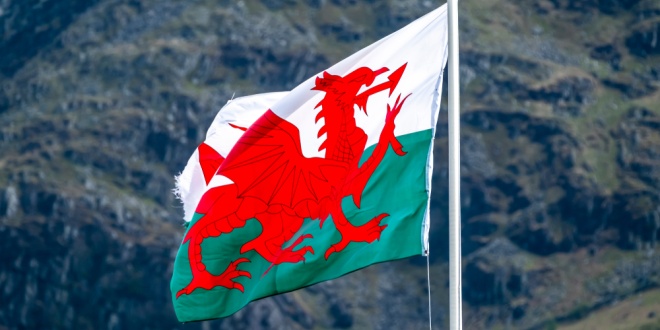 Brecon Beacons with Flag of Wales, the country moving to ban greyhound racing