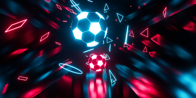 Bright footballs to illustrate on sports betting.