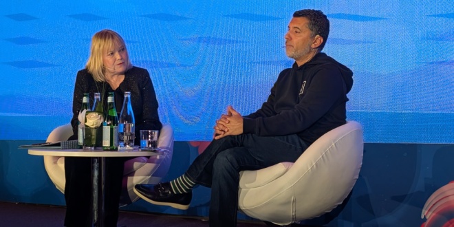 Shay Segev, CEO of DAZN, speaks at the ICE 2026 trade show