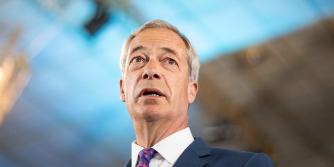 Nigel Farage, Reform UK leader, speaking at an event in Wales