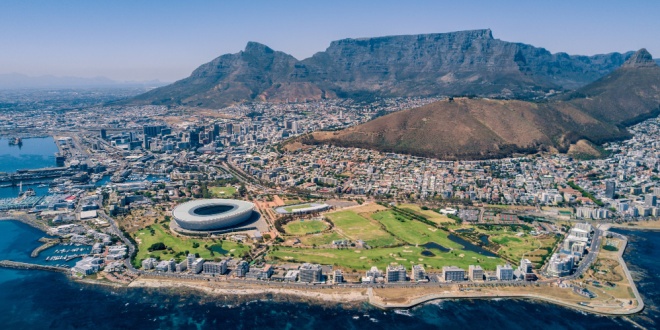 South Africa arial view, representing growth in counttry's iGaming market as Hollywoodbets partners with SIS