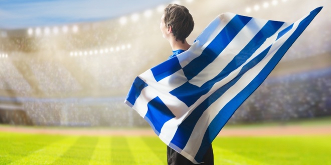 Greece football fan, representing STATSCORE's partnership with Monobala