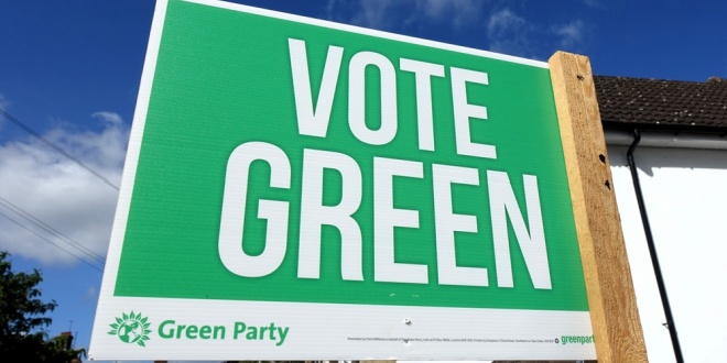 An election sign for the Greens in Hertfordshire