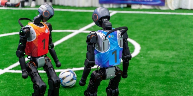 Robots playing football in China, symbolic of the bookmakers positions on the ChatGPT AI search League