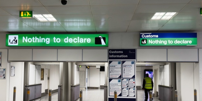 Nothing to declare sign at Manchester Airport