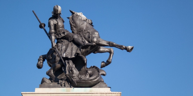 A statue of St George, which Bet St George takes its name from