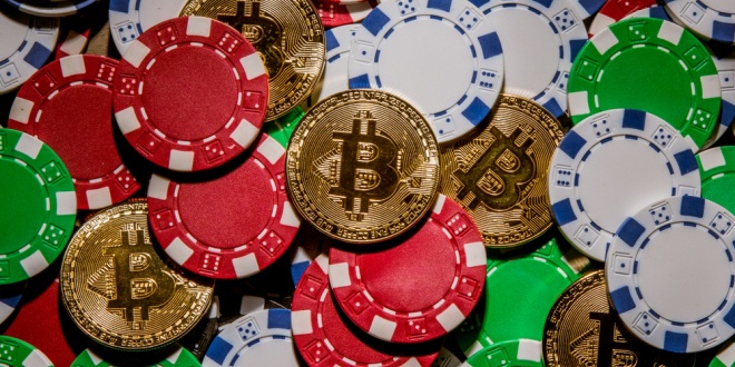 Bitcoin and poker chips